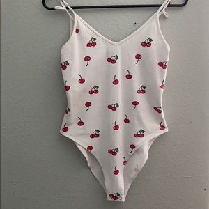 one-piece cherry suit!